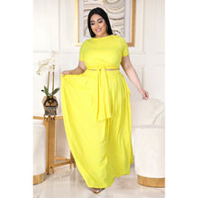 Load image into Gallery viewer, Plus size solid color cross strap swing skirt suit AY1171
