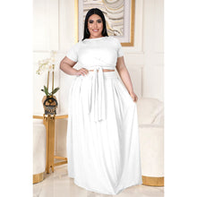 Load image into Gallery viewer, Plus size solid color cross strap swing skirt suit AY1171
