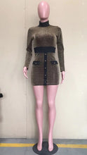 Load image into Gallery viewer, Sexy Plaid Gold Jacquard Slim Dress（AY1633）
