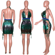 Load image into Gallery viewer, Sexy sequin backless sequin dress
