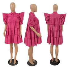 Load image into Gallery viewer, Super Pleated Puff Sleeve Swing Shirt Dress（AY2247）
