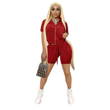 Load image into Gallery viewer, Fashion Velvet Short Sleeve Shorts Two Sets（AY1815）
