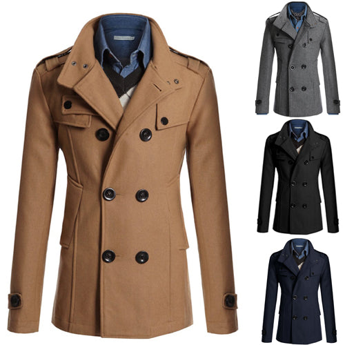 Hot selling men's stand-collar woolen coat jacket