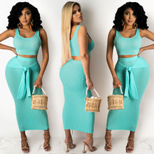 Load image into Gallery viewer, Tank top hip dress two piece set AY2179
