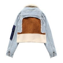 Load image into Gallery viewer, Fashion plus velvet denim stitching jacket（AY1425)
