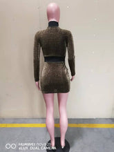 Load image into Gallery viewer, Sexy Plaid Gold Jacquard Slim Dress（AY1633）
