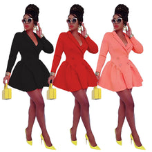 Load image into Gallery viewer, Suit collar pleated irregular one-piece skirt（AY1434）
