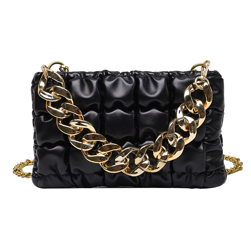 Fashion plaid thick chain portable small square bag（AB2060）