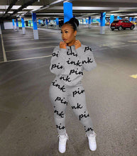 Load image into Gallery viewer, Fashion printed letter sweatshirt fabric sports suit（AY1290
