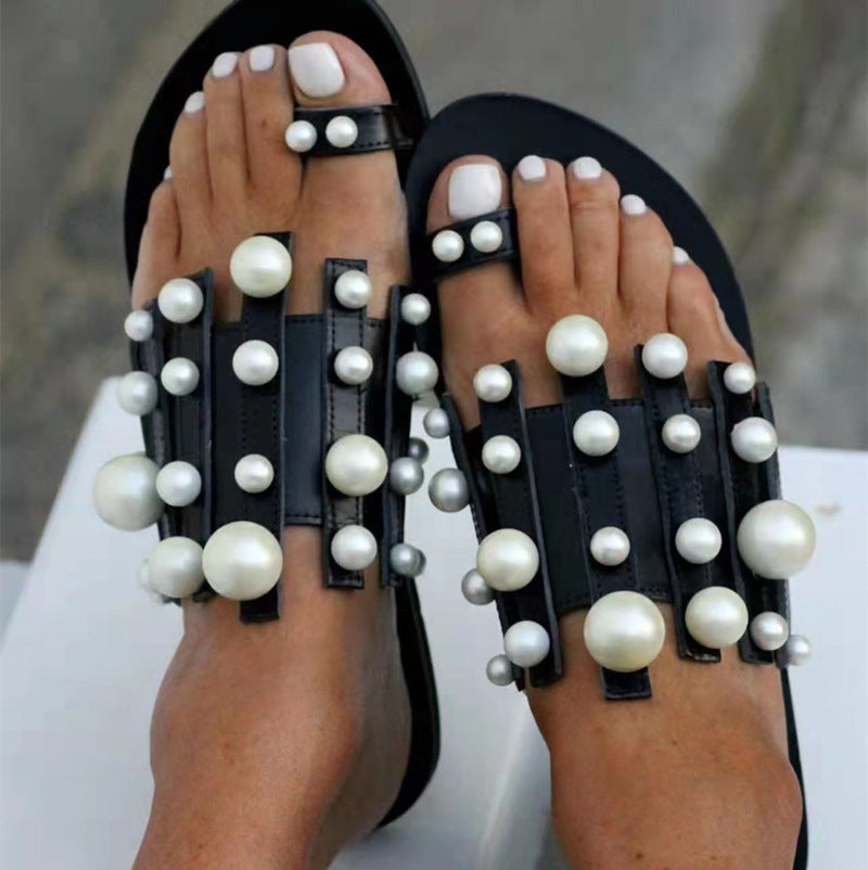 Fashion Pearl Flat Slippers（HPSD205）