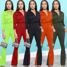 Load image into Gallery viewer, Fashion casual solid color flared pants suit（AY1296）
