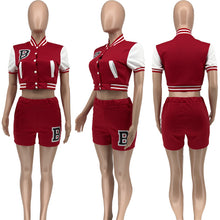 Load image into Gallery viewer, Fashion letter stitching shorts baseball uniform two piece set（AY1782）
