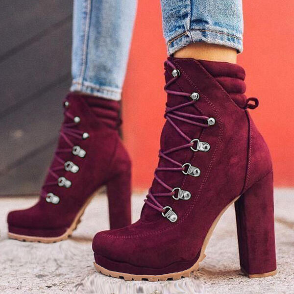 High-heel lace-up ankle boots（HPSD152）