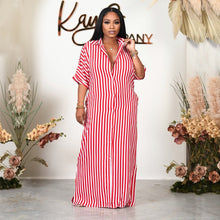 Load image into Gallery viewer, Loose striped shirt long dress AY2160

