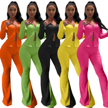 Load image into Gallery viewer, Hot sale slit sleeve skinny flared pants suit
