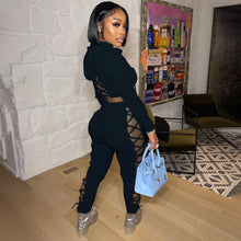 Load image into Gallery viewer, fashion bandage two-piece pure color sweater（AY1410）
