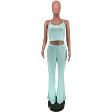 Load image into Gallery viewer, solid color suspender flare pants casual set AY2769
