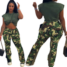 Load image into Gallery viewer, Camouflage stitching flared pants（AY2287）

