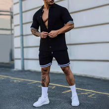 Load image into Gallery viewer, Lapel Button Down Short Sleeve Shorts Set（AY2248）
