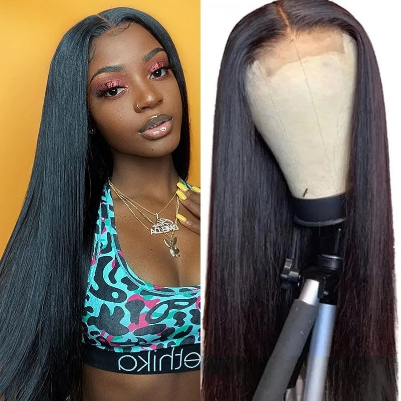 4*4 lace closure wigs Human hair 180% Density Straight Wigs(AH5040)