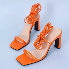 Load image into Gallery viewer, Fluorescent color strappy chunky heels（HPSD181)

