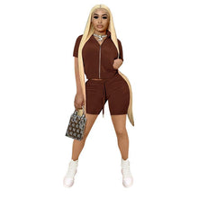 Load image into Gallery viewer, Fashion Velvet Short Sleeve Shorts Two Sets（AY1815）
