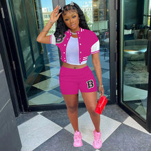 Load image into Gallery viewer, Fashion letter stitching shorts baseball uniform two piece set（AY1782）
