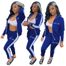 Load image into Gallery viewer, Letter embroidery zipper sports two-piece suit（AY1451
