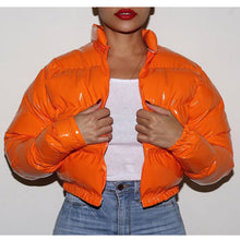 Load image into Gallery viewer, Hot selling metal laser color short bubble  jacket
