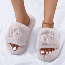 Load image into Gallery viewer, Fashion Letter Buckle Plush Slippers（HPSD183）
