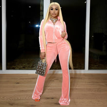Load image into Gallery viewer, Fashion ribbed color-block flared pants suit（AY1309）
