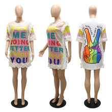 Load image into Gallery viewer, Printed letter Sequin round neck dress AY2052
