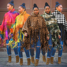 Load image into Gallery viewer, Leopard Print Long Sleeve Fringed Top（AY1541）
