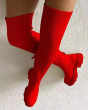 Load image into Gallery viewer, Solid color flying knit over-the-knee boots（HPSD150）
