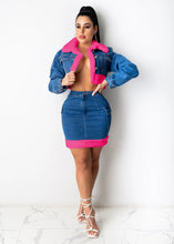 Load image into Gallery viewer, Fashion plush denim skirt two-piece suit（AY1474）
