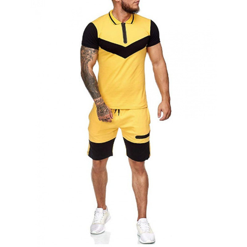 Men's short sleeve color matching suit（AY1031)