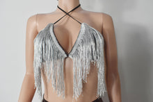 Load image into Gallery viewer, Tassel tube top stretch PU pants two-piece set AY1695
