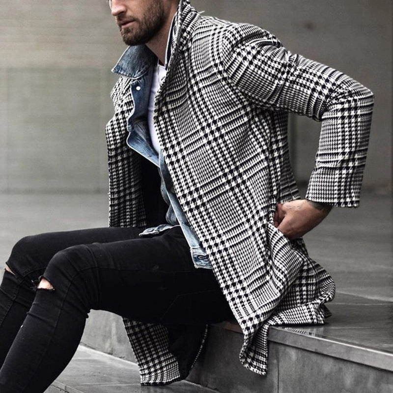 Hot selling men's plaid woolen coat(A11309)