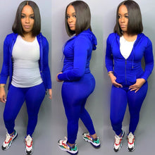 Load image into Gallery viewer, Hot selling solid color zipper hooded suit
