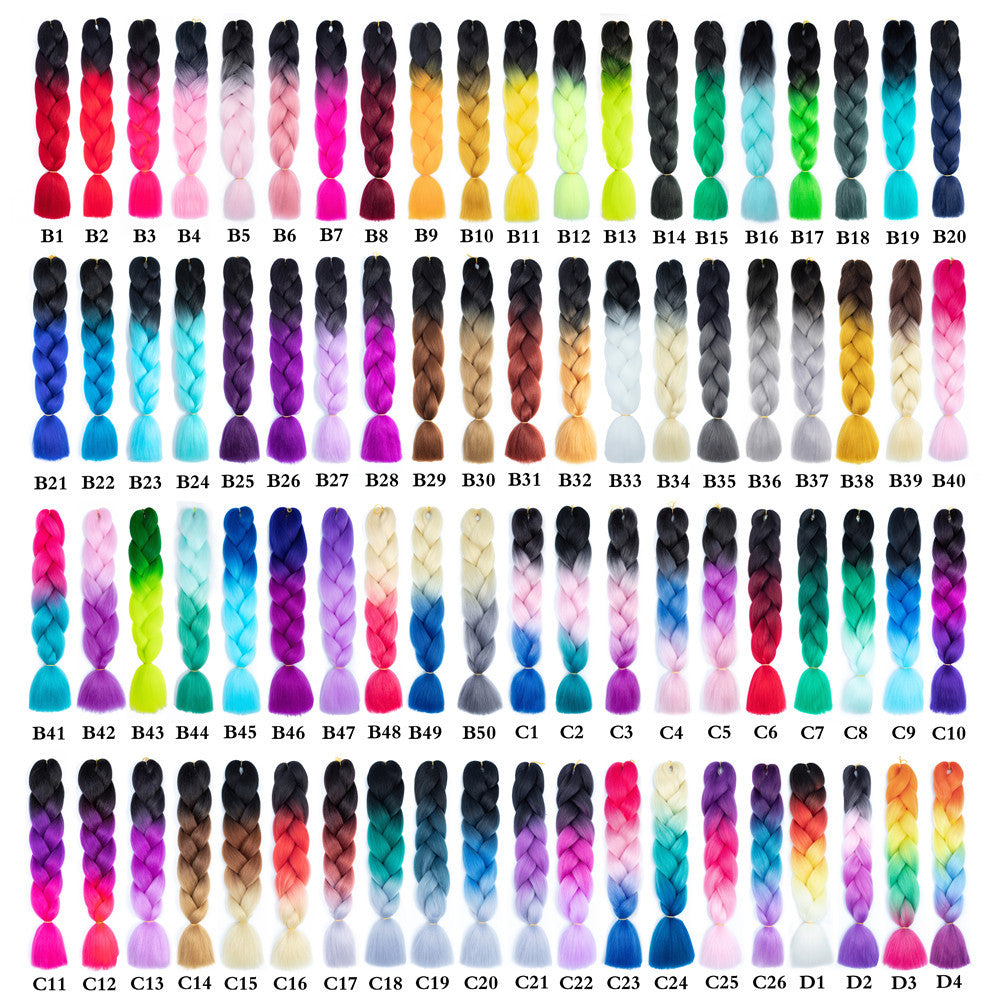 Hot sale gradient color synthetic big braid multi-color dirty braid（AH5053）