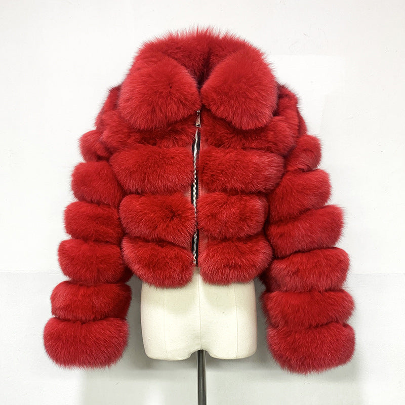 Hot sale lapel faux fur short coat(AY1356)