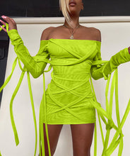 Load image into Gallery viewer, exy mesh ribbon dress ME2121
