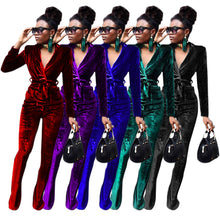 Load image into Gallery viewer, Solid color small suit flared pants suit（AY1390）
