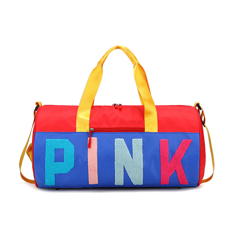 PINK color-blocking shoulder bag (normal product, non-brand)