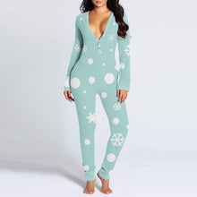 Load image into Gallery viewer, New women&#39;s romper printed Christmas button long sleeve nightgown AY2577
