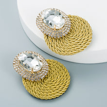 Load image into Gallery viewer, Personalized oval glass diamond braided earrings（AE4062）
