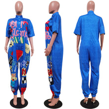 Load image into Gallery viewer, Fashion Wide Leg Printed Short Sleeve Jumpsuit（AY2310）

