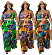 Load image into Gallery viewer, Suspender printed Jumpsuit with belt AY2125
