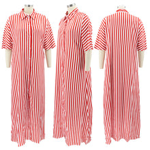 Load image into Gallery viewer, Loose striped shirt long dress AY2160
