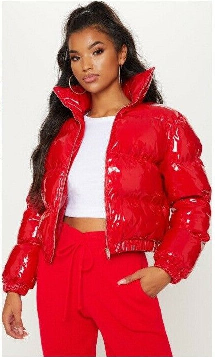 Solid color mirror zipper jacket（AY1491）